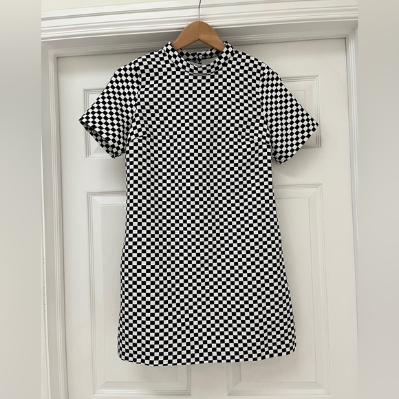 Zara black and white checkered dress - women’s size medium - Picture 3 of 6